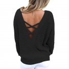 Fashion Women Shirts Sexy Kint Sweaters Jumper Pull Femme Bandage Pullovers Top Backless Sweater Lon