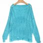 2017 new knit sweater sweater ladies black hole hollow lined loose large size sexy