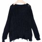 2017 new knit sweater sweater ladies black hole hollow lined loose large size sexy