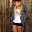 Women Open Front Sweater Loose Casual Knit Cardigan Jacket Irregular Lapel Collar Autumn long sleeve