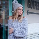 Autumn Winter Slash Neck Strapless Loose Puff Sleeve Women Knitted Sweater Casual Sexy Pullovers Swe
