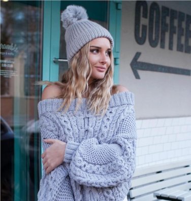Autumn Winter Slash Neck Strapless Loose Puff Sleeve Women Knitted Sweater Casual Sexy Pullovers Swe