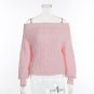 Autumn Winter Slash Neck Strapless Loose Puff Sleeve Women Knitted Sweater Casual Sexy Pullovers Swe