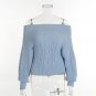 Autumn Winter Slash Neck Strapless Loose Puff Sleeve Women Knitted Sweater Casual Sexy Pullovers Swe