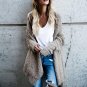 Autumn Winter Women Open Front Asymmetrical Hem Knitted Sweater Coat Long Sleeve Warm Long Cardigan