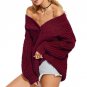 2017 Black Green Autumn Winter Knit Long Sleeve Sweater Women Pure Color V-neck Pullover Thick Loose