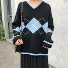 2017 Winter New Fashion College Wind V-neck Geometric Long Sleeve Knited Long Sleeve Female Sweaters
