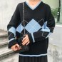 2017 Winter New Fashion College Wind V-neck Geometric Long Sleeve Knited Long Sleeve Female Sweaters