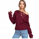 2017 autumn and winter fashion Europe Style sexy deep V chest strap strapless sweater female Long Sl