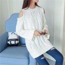 Fashion Autumn Winter Women Korean loose solid color crew neck Knitted Off Shoulder sweaters Woman l