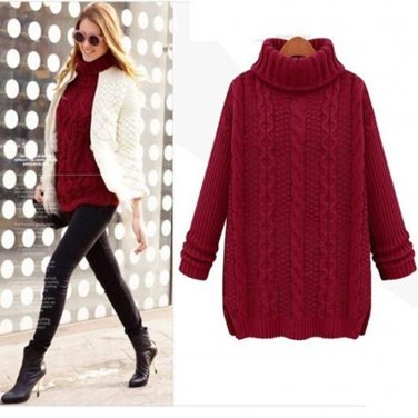 Women Sweater Winter Knitted Long Warm Sweater With Neck Women Sweater Casual Turtleneck For Women P