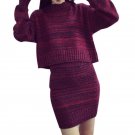 Spring Autumn Warm  Women Fahion Clothing Sweater And Skirt Set Tops+Short Skirts Europe Slim Knitte
