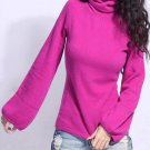 autumn Winter Pullover Turtleneck Puff Sleeve Women Sweater Knitted Loose Casual Oversize Tops