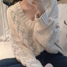 2016 autumn and winter casual loose knit women V-neck long-sleeved pullover sweater female