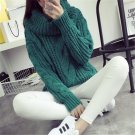 Fashion women new Autumn winter Turtleneck sweater big size Hemp flowers pattern solid color Loose T