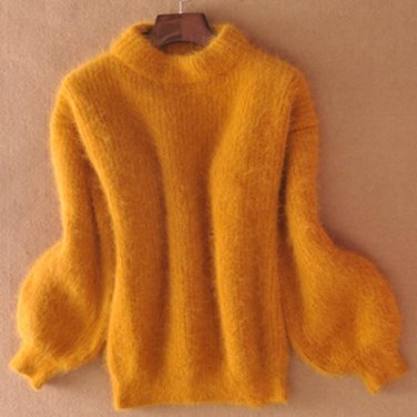 2016 new winter casual Lantern sleeve loose thick pullover female turtleneck solid ladies sweater wo