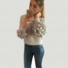 Jo Kalin 2017 New Autumn Winter Women Sweaters And Pullovers Sweet Mohair Sweater Ruffle Sleeves Fem