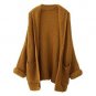 IMC Women Knitted Sweater Batwing Sleeve Outwear Wine Red One Size -Wine Red Coffee Beige