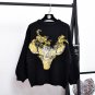 Deturbg Cute Cow Head Pattern Knitted Pullover Casual Long Sleeve Cashmere White Black Sweaters For