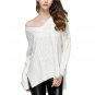 High-Low Hem Cable-Knit Sweater Autumn Fashion Long Sleeves V-Neck Side-Slit Loose Sweaters Pullover