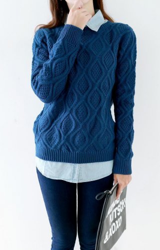 Lady Knitted Long Sleeve O-neck Woolen Pullovers 12 Color Autumn Winter Women Cotton Elastic Twist S