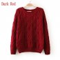 Lady Knitted Long Sleeve O-neck Woolen Pullovers 12 Color Autumn Winter Women Cotton Elastic Twist S