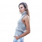 Spring New sweater knitted sexy solid color sweater low back sweater high neck Halter bodycon warm c