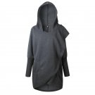 Winter Autumn Female Sweater Long Sleeve Hooded Solid Coat Irregular Cloak Outerwear
