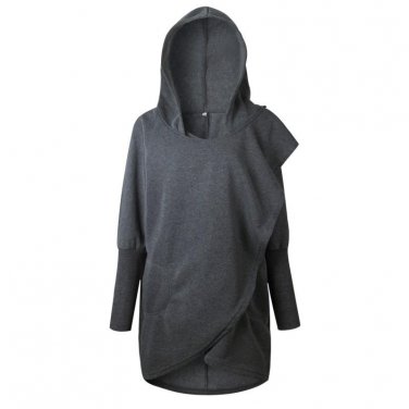 Winter Autumn Female Sweater Long Sleeve Hooded Solid Coat Irregular Cloak Outerwear