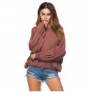 Women New Fashion Sweater Winter O Neck Lantern Sleeve Pullovers Casual Long Sleeve Loose Knitted Sw