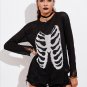 Knitted Sweaters Women Pullovers Skull Print Jumper Pull Femme Thin Ripped Hole Hollow Out Long Slee