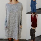 Casual Autumn Winter 2018 Solid Knitted Sweater Dress Women Loose Round Neck Long Sleeve Knit Basic 