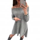 Women Knitted Dress Long Sleeve A-Line Plain Solid Pullover Knitted 2017 New Autumn Female Sweater D