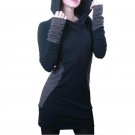 2016 Europe  Women Hooded hood hit color stitching solid color long-sleeved sweater dress Muslim Sof