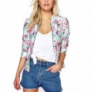 Tengeio Autumn Jacket Women Long Sleeve Boho Floral Print Basic Zip Coat Casual Bomber Jackets Mante