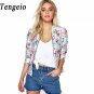 Tengeio Autumn Jacket Women Long Sleeve Boho Floral Print Basic Zip Coat Casual Bomber Jackets Mante