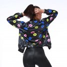 Flower Print Women Basic Coats Long Sleeve Zipper Bomber Jacket Casual Outwear Jacket Coat Autumn Wi