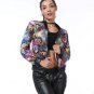 Flower Print Women Basic Coats Long Sleeve Zipper Bomber Jacket Casual Outwear Jacket Coat Autumn Wi