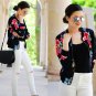 Women Floral Print Coat Bomber Jacket Vintage Slim Zipper Cool Short Jackets Streetwear Femme 2017 A