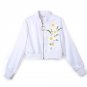 Women Spring Floral Bomber Jackets Sexy White Appliques Long-sleeve Zipper Flower Cropped Kpop Femal