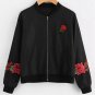 Autumn Vintage Rose Flower Embroidered Bomber padded Jacket Women basic coats Jackets Winter Black O