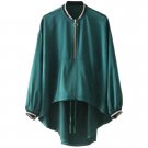 Floral Embroidery Loose Sequined Bomber Jacket Oversized Pocket Coats Ladies Asymmetric Casual Outer