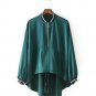 Floral Embroidery Loose Sequined Bomber Jacket Oversized Pocket Coats Ladies Asymmetric Casual Outer