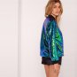 Autumn Women Sequin Coat Green Bomber Long Sleeve Zipper Streetwear Jackets Preppy Style Loose Casua