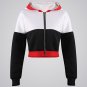 Women Short Bomber Jacket Black Hooded Coat 2017 Fashion Autumn Winter Female Patchwork Cropped Over