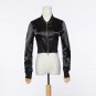 Black Gold Bomber Jacket Women Winter Long Sleeve Satin Jacket Female Zipper Up Slim Short Jackets C