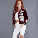 fashion plus size embroidered velvet bomber jacket women Casual Coat tiger rose Outerwear Trendy Jac
