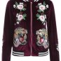 fashion plus size embroidered velvet bomber jacket women Casual Coat tiger rose Outerwear Trendy Jac