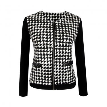 Winter Coat Women Short Jacket 2017 Plaid Bomber O-neck Front Zipper Women Coat Vintage Down Jacket 