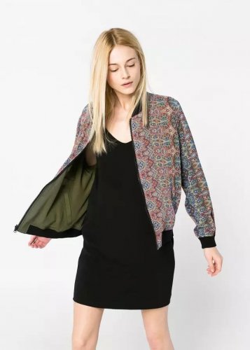 2017 Spring Autumn Women Thin Jackets Tops Basic Bomber Printed Jacket Long Sleeve Coat Casual casac
